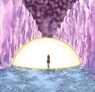 Orihime stands alone in the Dangai after accepting Ulquiorra's order.