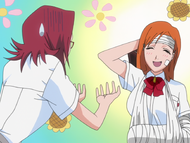 Orihime's injuries shock Chizuru.