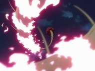 Hihiō Zabimaru's segments detach as red energy builds up.