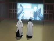 Jūshirō Ukitake and Akon contact Rangiku and Hitsugaya.