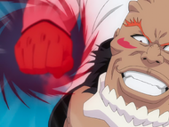 Yammy charges Bala from his fist.