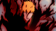 Ichigo is engulfed in Reiatsu.