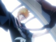 Ichigo is impaled by Grand Fisher.