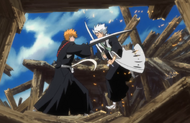 Ichigo clashes with Hitsugaya.