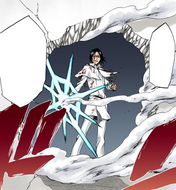 Uryū arrives at Szayelaporro Granz's palace to help Renji.