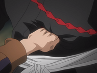 Kariya stabs Ichigo with his hand.