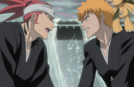 Renji asks how Ichigo knows his name.