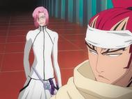 Szayelaporro approaches Renji and inquires if he is done playing.