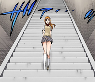 Orihime enters the Visored Study Chamber.