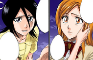 Rukia consoles Orihime over her conflicting feelings.