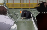 Ichigo is attacked by Zangetsu and Muramasa after the latter frees the former.