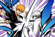 Zangetsu fiercely attacks Ichigo.