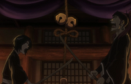 Rukia and Renji train in Ichibe'e Hyōsube's shrine.