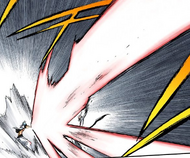 Ulquiorra deflects Grimmjow's Cero.