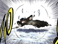 Rukia is released by Byakuya using Shō on the ice around her.