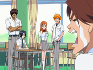 Keigo is shocked by Ichigo, Orihime, Sado, and Uryū being friends.