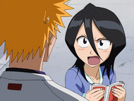 Ichigo and Rukia argue over her book.