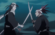 Renji clashes with Byakuya.