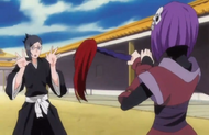 Nanao finds Kyōkotsu, who nearly attacks her on instinct.