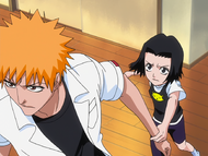 Karin tries to stop Ichigo.