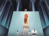 The Espada bring Orihime before Aizen.