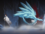 Hitsugaya is cut by Aizen, who tricked him.