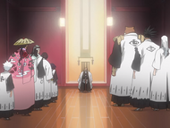 Unohana attends a captains meeting.