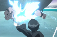 Rukia blasts Garogai into a flower with Kidō.