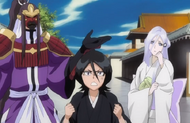 Rukia tells Senbonzakura to suggest something less destructive.