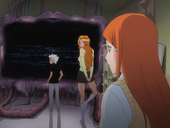 Orihime discovers that Hitsugaya and Rangiku have installed a large monitor in her apartment.