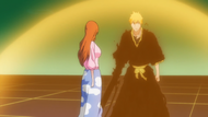 Orihime informs Ichigo about her and Sado training.