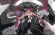 Ikkaku uses his Bankai, Ryūmon Hōzukimaru.