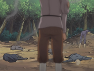 Kariya stands over the dead bounts and decides to destroy the soul Society.