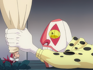 Dondochakka slams Renji head-first into the ground.