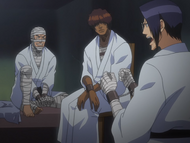 Sado watches as Uryū and Ganju argue.