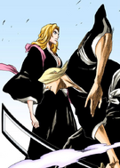 Izuru attacks Rangiku.