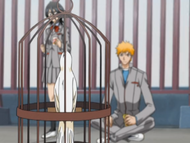 Ichigo and Rukia with the parakeet.