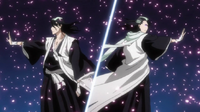 el Capitan Kuchiki y el Reigai-Byakuya terminan su batalla con un ataque final de su Bankai