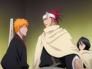 Renji warns Ichigo to not insult Rukia by worrying about her.