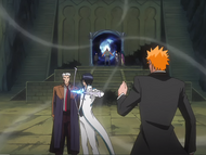 Uryū stands by as Koga alters the Senkaimon.