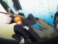 Ichigo rapidly defeats the three large Hollows.