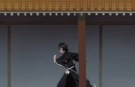 Rukia runs through the hall.