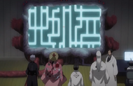 Shunsui, Ukitake, Unohana, and Isane observe the group's progress.