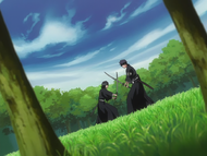 Kaien spars with Rukia.