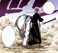 Renji manifests Zabimaru to begin his own Bankai training.