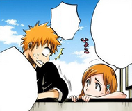 Orihime joins Ichigo on the windowsill.