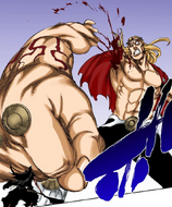 Gerard has his arm ripped off by Kenpachi.