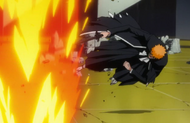 Amagai utilizes the enhance form of his Geysers of Fire ability in Bankai.