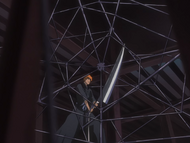 Dalk forms a metal web around Ichigo.