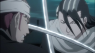 Renji clashes with Byakuya.